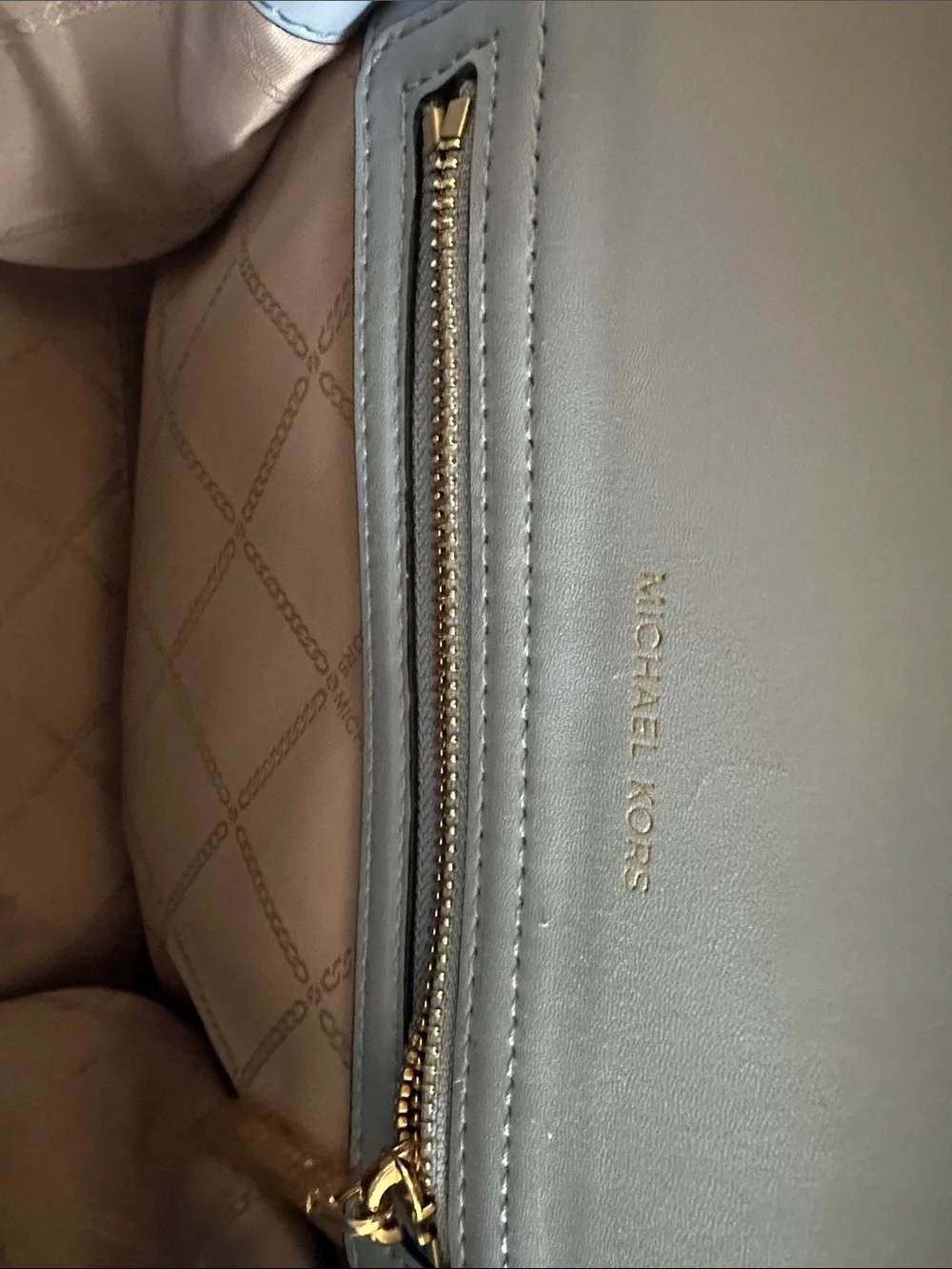 Michael Kors Powder Blue Saffiano Leather Satchel with Gold Hardware